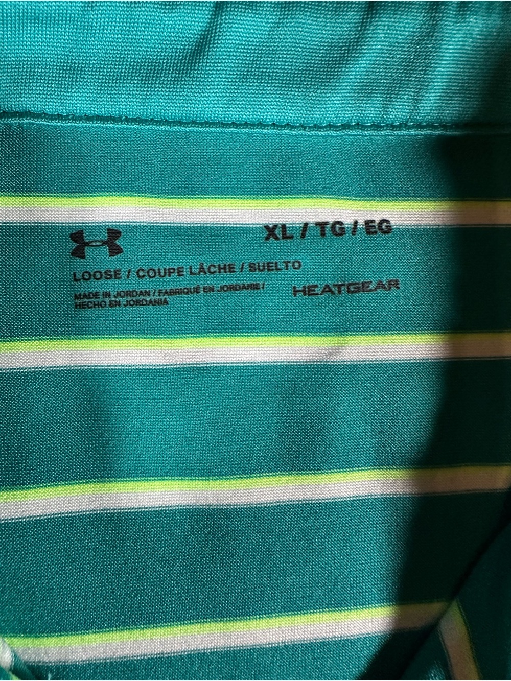 Under Armour Men’s Teal and Light Green Striped Polo - Picture 6 of 10